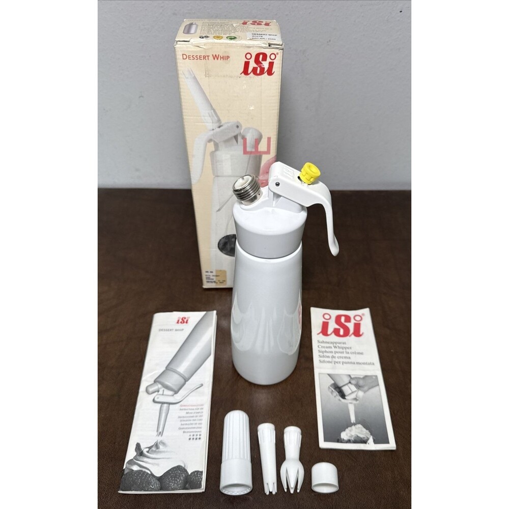 Vtg 1999 ISI Dessert Whip Whipper Whipped Cream Maker White .5 Liter Austria EUC
